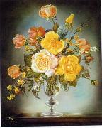 unknow artist, Floral, beautiful classical still life of flowers.136